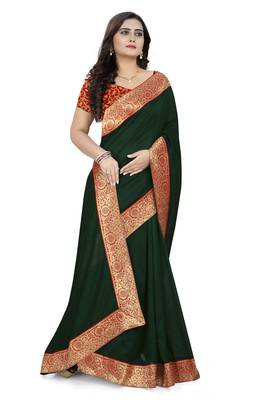 Green Woven Georgette Saree With Blouse 3