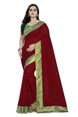 Red Woven Georgette Saree With Blouse 1