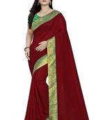 Red Woven Georgette Saree With Blouse