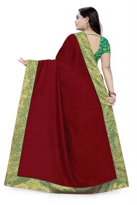 Red Woven Georgette Saree With Blouse 4