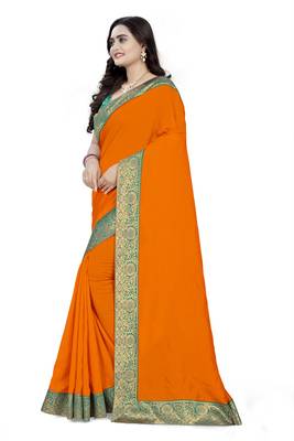 Orange Woven Georgette Saree With Blouse 2