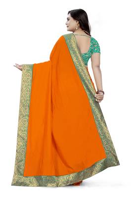 Orange Woven Georgette Saree With Blouse 4