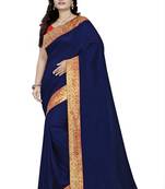 Blue Woven Georgette Saree With Blouse