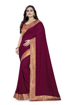 Purple Woven Georgette Saree With Blouse 1