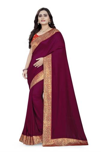 Purple Woven Georgette Saree With Blouse