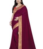 Purple Woven Georgette Saree With Blouse