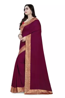 Purple Woven Georgette Saree With Blouse