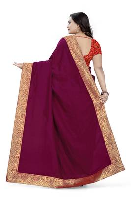 Purple Woven Georgette Saree With Blouse 4