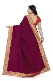 Purple Woven Georgette Saree With Blouse