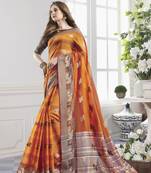 Mustard woven cotton saree with blouse