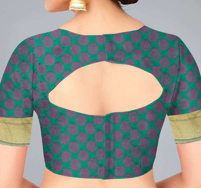 Green woven banarasi saree with blouse