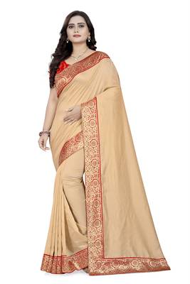 Cream Woven  Art-Silk-Saree With Blouse 1