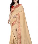 Cream Woven  Art-Silk-Saree With Blouse