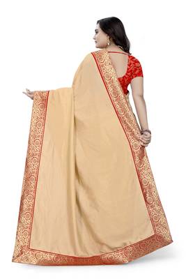 Cream Woven  Art-Silk-Saree With Blouse 4