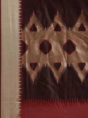 Maroon woven raw silk saree with blouse 4