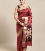 Pink woven raw silk saree with blouse