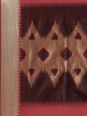 Pink woven raw silk saree with blouse 4