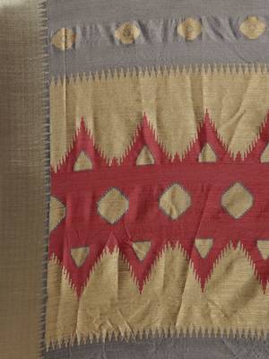 Grey woven raw silk saree with blouse 4