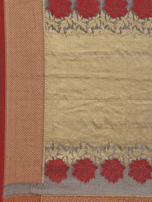 Grey woven raw silk saree with blouse 4