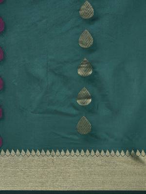 Green woven cotton saree with blouse 5
