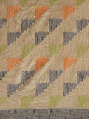 Beige woven raw silk saree with blouse 5