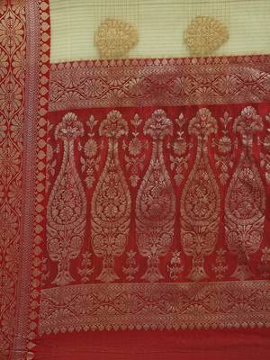 Green woven organza saree with blouse 4
