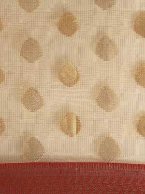 Beige woven organza saree with blouse 5