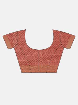 Pink woven silk blend saree with blouse 3