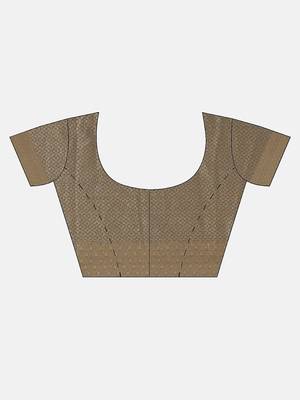 Grey woven silk blend saree with blouse 3