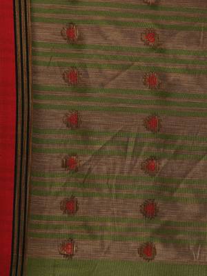 Maroon woven cotton saree with blouse 4