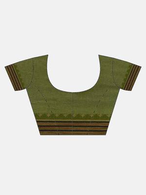 Wine woven cotton saree with blouse 3