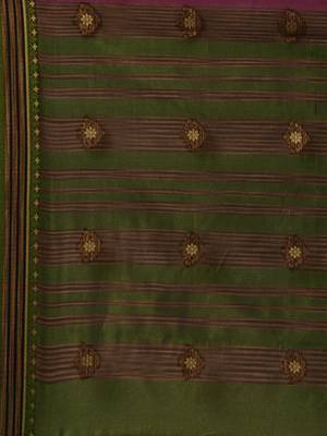Wine woven cotton saree with blouse 4