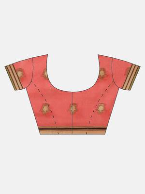 Mustard woven cotton saree with blouse 3