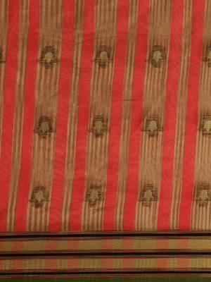 Mustard woven cotton saree with blouse 4