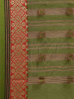 Navy blue woven cotton saree with blouse 4