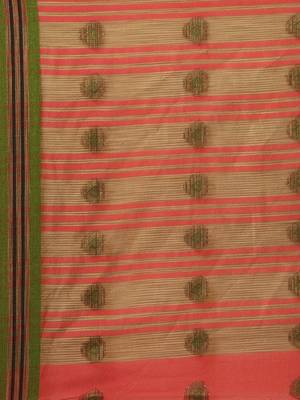 Orange woven cotton saree with blouse 4