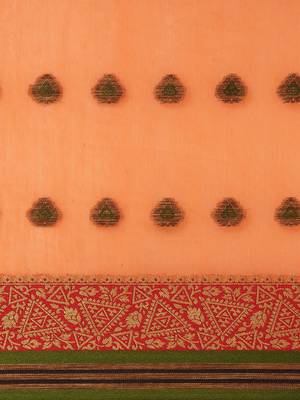 Orange woven cotton saree with blouse 5