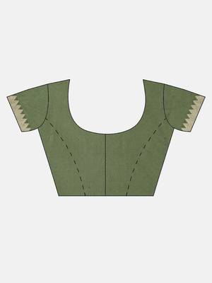 Mustard woven cotton saree with blouse 3