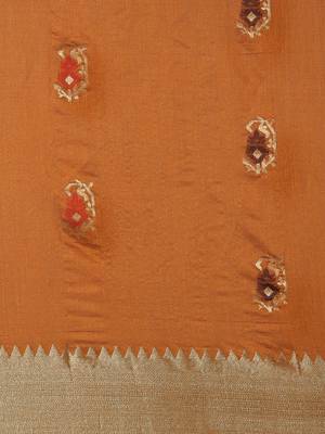 Mustard woven cotton saree with blouse 5