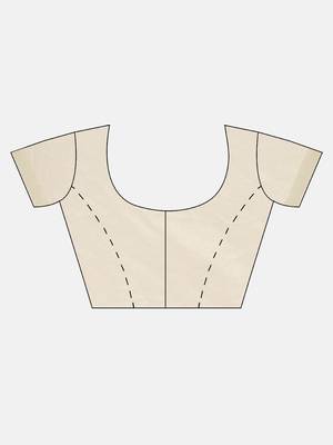 Cream woven cotton saree with blouse 3
