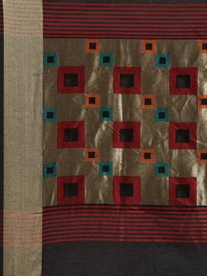 Black woven cotton saree with blouse 4