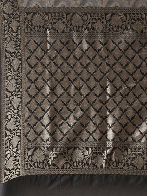 Grey woven raw silk saree with blouse 4