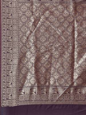 Red woven raw silk saree with blouse 4