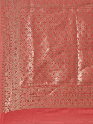Yellow woven raw silk saree with blouse 4