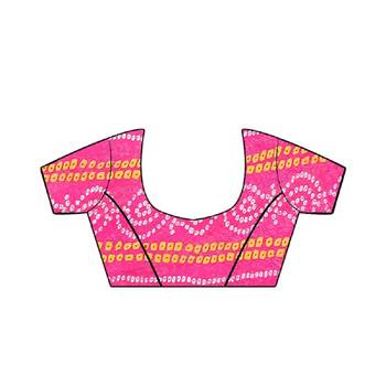 Pink Printed Chiffon Ruffle Saree With Blouse 5