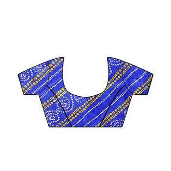 Blue Printed Chiffon Ruffle Saree With Blouse 5