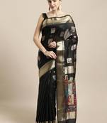 Black woven cotton saree with blouse