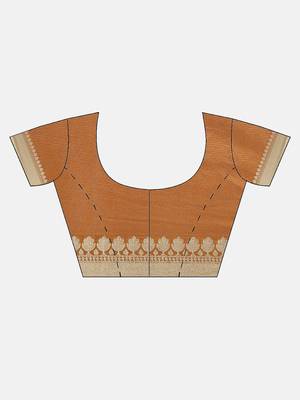 Mustard woven cotton saree with blouse 3