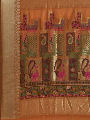 Mustard woven cotton saree with blouse 4
