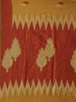 Mustard woven raw silk saree with blouse 4